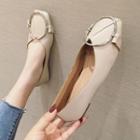 Square-toe Round Buckle Flats