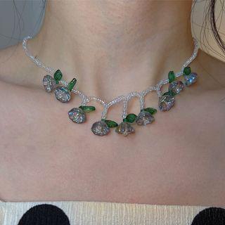 Flower Faux Crystal Choker Green - One Size