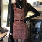 Plaid Cropped Vest / Mini Pencil Skirt