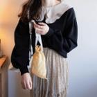 Layered Collar Sweatshirt / Dotted Midi A-line Skirt