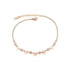 Simple And Romantic Plated Rose Gold Heart-shaped Cubic Zirconia Titanium Anklet Rose Gold - One Size