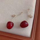Cherry Rhinestone Alloy Dangle Earring 1 Pair - Red & Gold - One Size