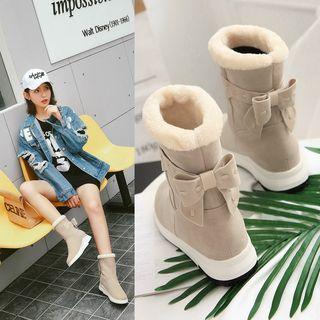 Hidden Wedge Bow-accent Snow Boots