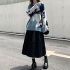 Camo Sweater / Midi A-line Skirt