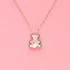 Heart Bear Pendant Necklace Gold & White - One Size