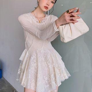 Long-sleeve Lace A-line Dress (various Designs)