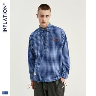 Loose-fit Drawstring-hem Checked Shirt