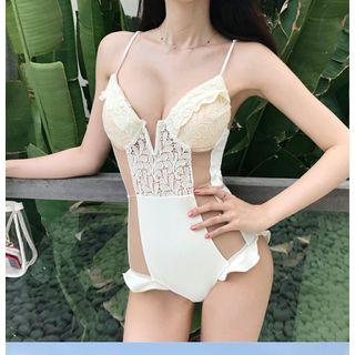Lace Ruffle Trim Swimsuit