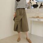 Wrap-front Cropped Wide Pants
