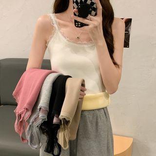 Lace Trim Fleece-lining Tank Top