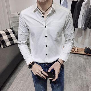 Mock Two Piece Long Sleeve Plain Shirt