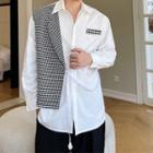 Long-sleeve Houndstooth Panel Jacket