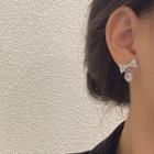 Bow Rhinestone Dangle Earring 1 Pair - E3100 - Silver - One Size