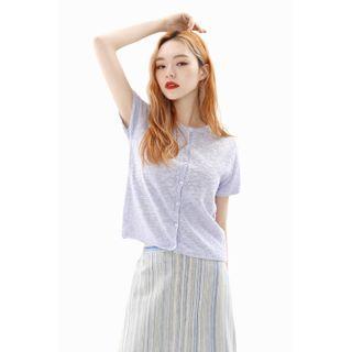 Round-neck M Lange Cardigan Sky Blue - One Size