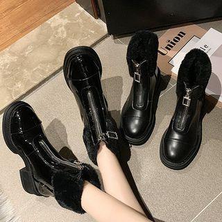 Faux-fur Front Zip Short Boots