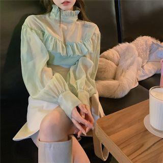 Ruffle Blouse Mint Green - One Size