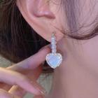 Heart Freshwater Pearl Alloy Dangle Earring A3839 - 1 Pair - Gold & White - One Size