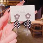 Flower Checker Acrylic Alloy Dangle Earring 1 Pair - E4613 - Silver - One Size