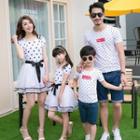 Family Matching Polka Dot Short-sleeve T-shirt / Mesh Short-sleeve Dress