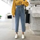 Paperbag Waist Buttoned Jeans