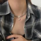 Faux Pearl Pendant Layered Necklace Silver - One Size