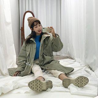 High-neck Fleece Lined Long Parka