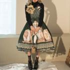 Spaghetti Strap Embroidered Graphic Print Lolita A-line Dress