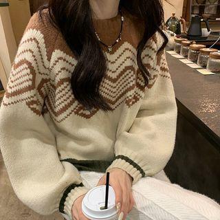 Color Block Heart Jacquard Sweater