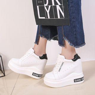 Platform Wedge Cutout Lace-up Sneakers