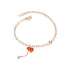 Simple And Fashion Plated Rose Gold Gourd 316l Stainless Steel Anklet With Cubic Zirconia Rose Gold - One Size