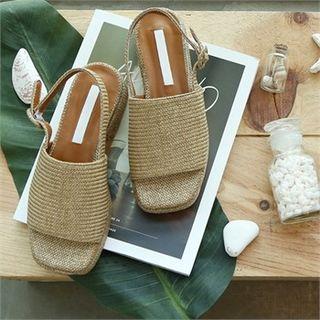 Woven Rattan Platform Sandals