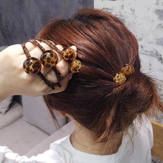 Leopard Print Acrylic Bead Hair Tie