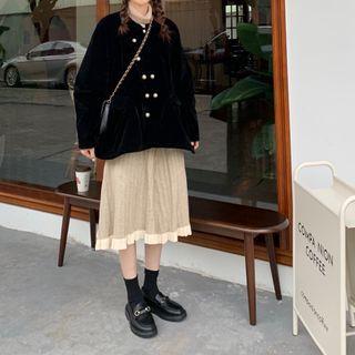 Velvet Loose-fit Jacket / Ruffle Mini Skirt