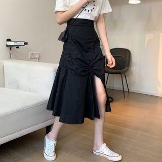 Slit Midi A-line Skirt / Short-sleeve T-shirt