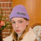 Letter-tag Beanie With Logo Brooch Lavender - One Size