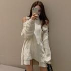Cold-shoulder Distressed Sweater Dress