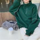 Long-sleeve Mock-neck Loose-fit Pullover