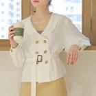 Double-breasted Tie Waist Shirt