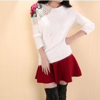 Embroidered Mohair Knit Top