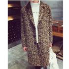Leopard Print Woolen Lapel Coat