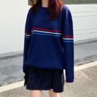 Striped Sweater / Denim Mini Skirt