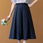 Band-waist Pleated Flare Skirt