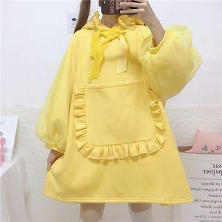 Frill-trim Mini Hoodie Dress As Shown In Figure - One Size