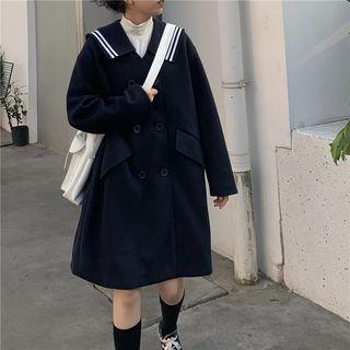 Double-breasted Coat Blue - One Size