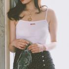 Chinese Character Embroidered Cropped Camisole Top