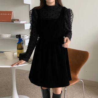 Dotted Shirt / Strappy A-line Dress