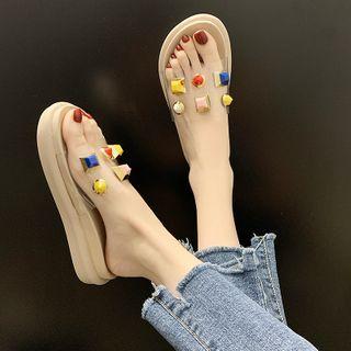 Studded Slide Platform Sandals