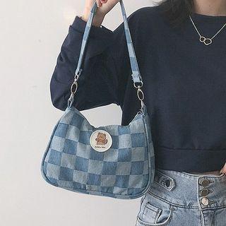 Plaid Denim Shoulder Bag Check - Denim Blue - One Size