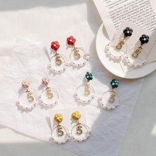 Resin Flower Number 5 Hoop Earring