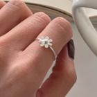 Flower Alloy Open Ring White & Silver - One Size